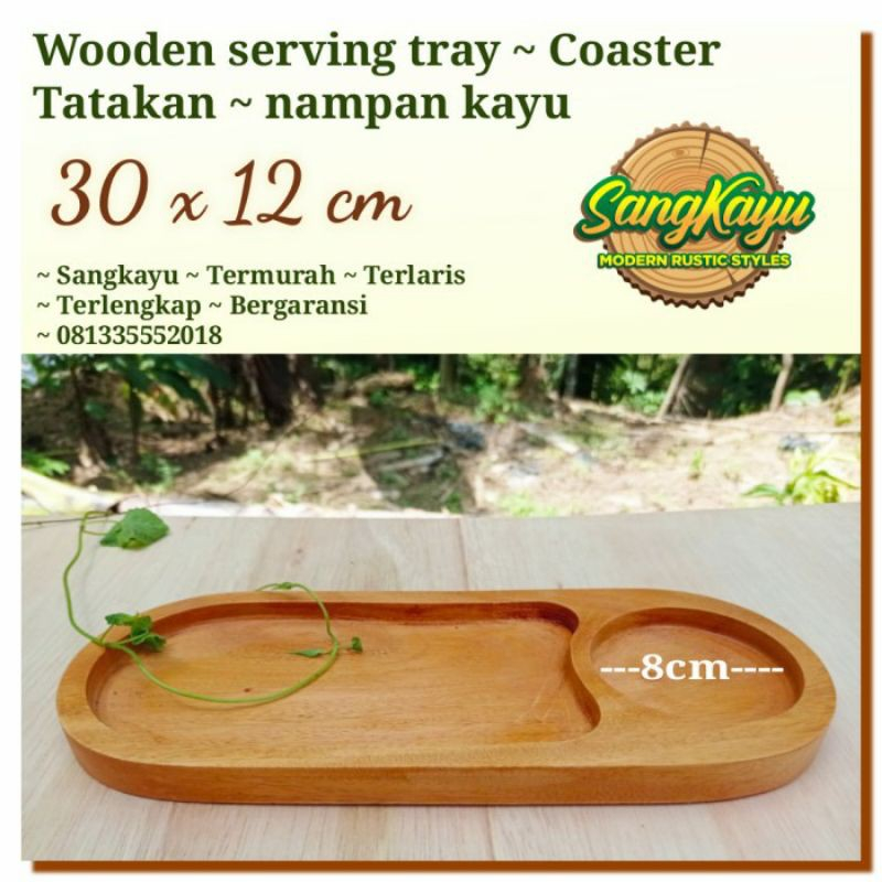 Wooden Coasters tray 30 x 12 cm tatakan cangkir gelas kopi nampan kayu