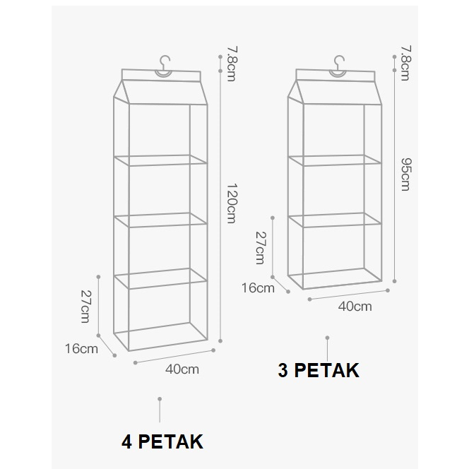 Lemari  Tas Susun Anti Debu / Bag Storage Tas Mika Transparant