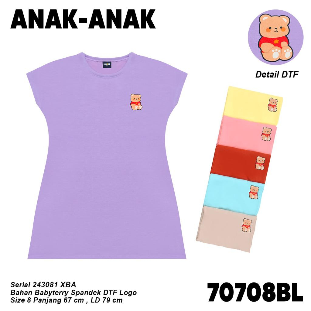 LEMONE for Girls 70708 BabyTerry Spandek Dress Daster mini anak perempuan cewek size 08 umur 5 -7 ta