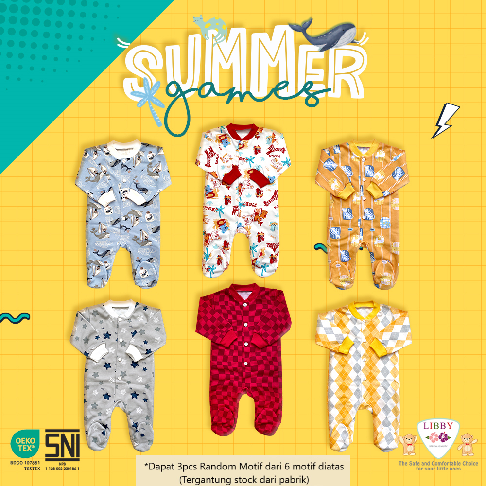 [TOMS] [BUNDLE HEMAT 3pcs] LIBBY (3pcs) Jumper Panjang Tutup Kaki Bayi Motif Terbaru Grosir