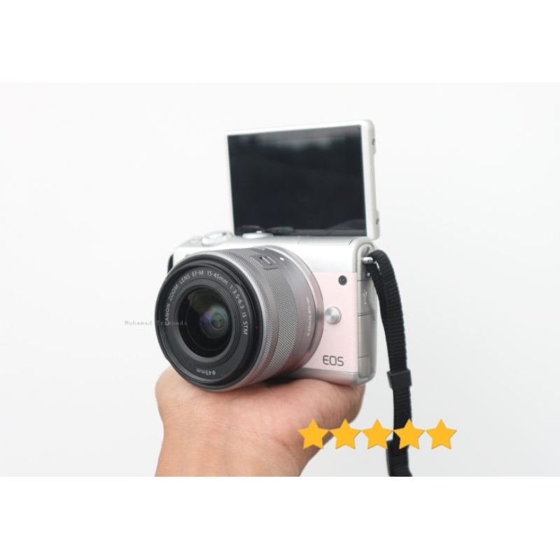 Camera Kamera Mirrorless Canon Eos M100 Lensa 15-45mm Pink Mulus Murah