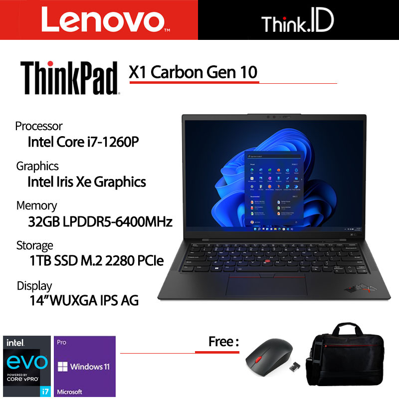 Thinkpad X1 Carbon Gen 10 i7-1260P 32GB 1TB NVMe 14&quot;IPS Win11 Pro