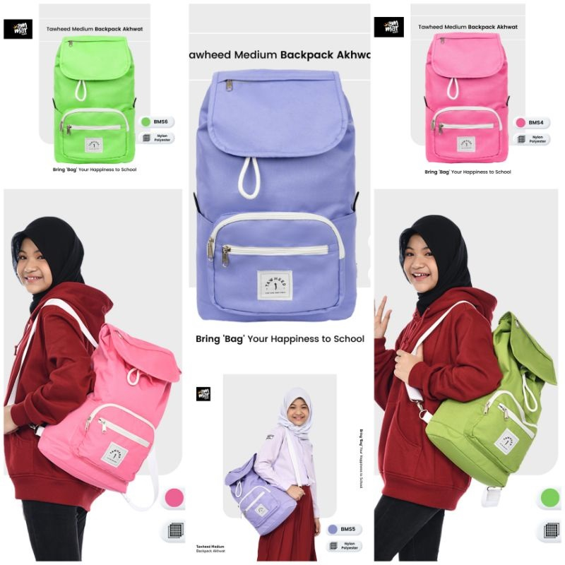 AMMARKIDS Tas Ransel Sekolah Anak Unisex Perempuan dan Laki Laki SD SMP Multy Fungsi Ukuran Besar Muat Laptop Dan Botol Minuman Backpack Cewek Cowok  Model Terbaru Kualitas Premium Terbaik Motif Lucu Warna Polos Hitam Biru Navy Pink Hijau Tosca