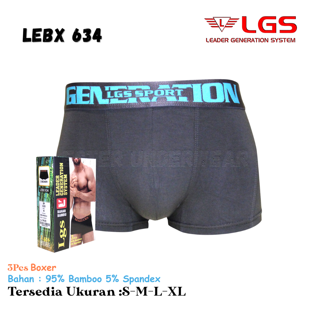 LGS Mens Underwear Premium Celana Boxer Pria LGS 634 Isi 3 Pcs