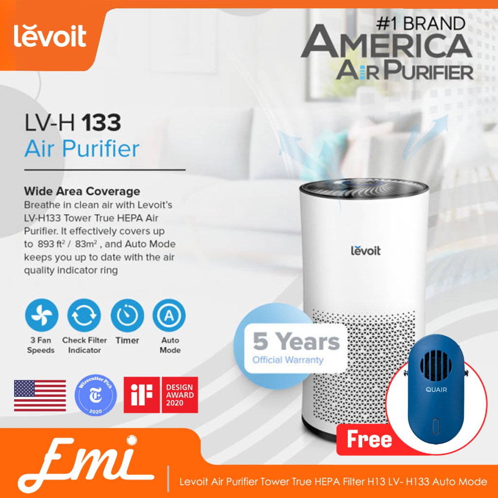 Levoit Air Purifier Tower True HEPA Filter H13 LV- H133 Auto Mode - LV-H133