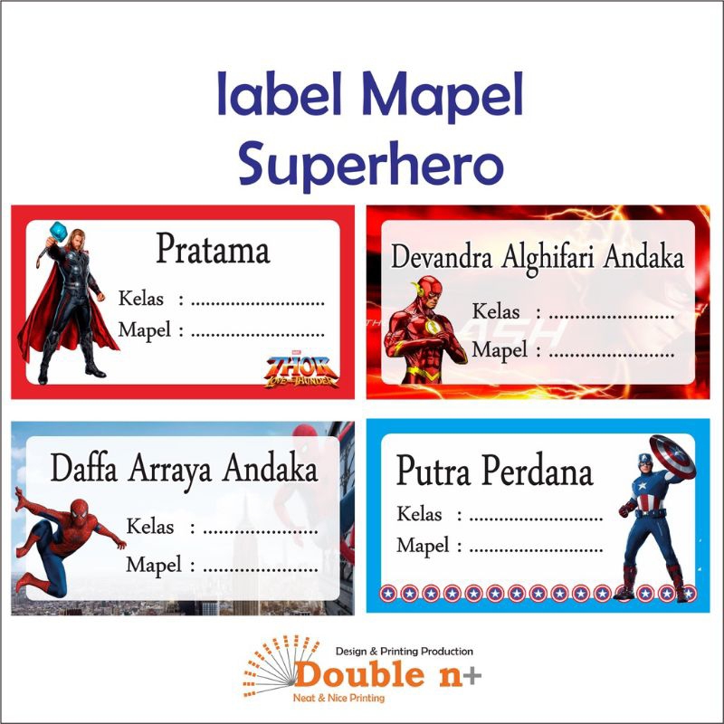 

Stiker Label Mapel (Seri Super Hero)