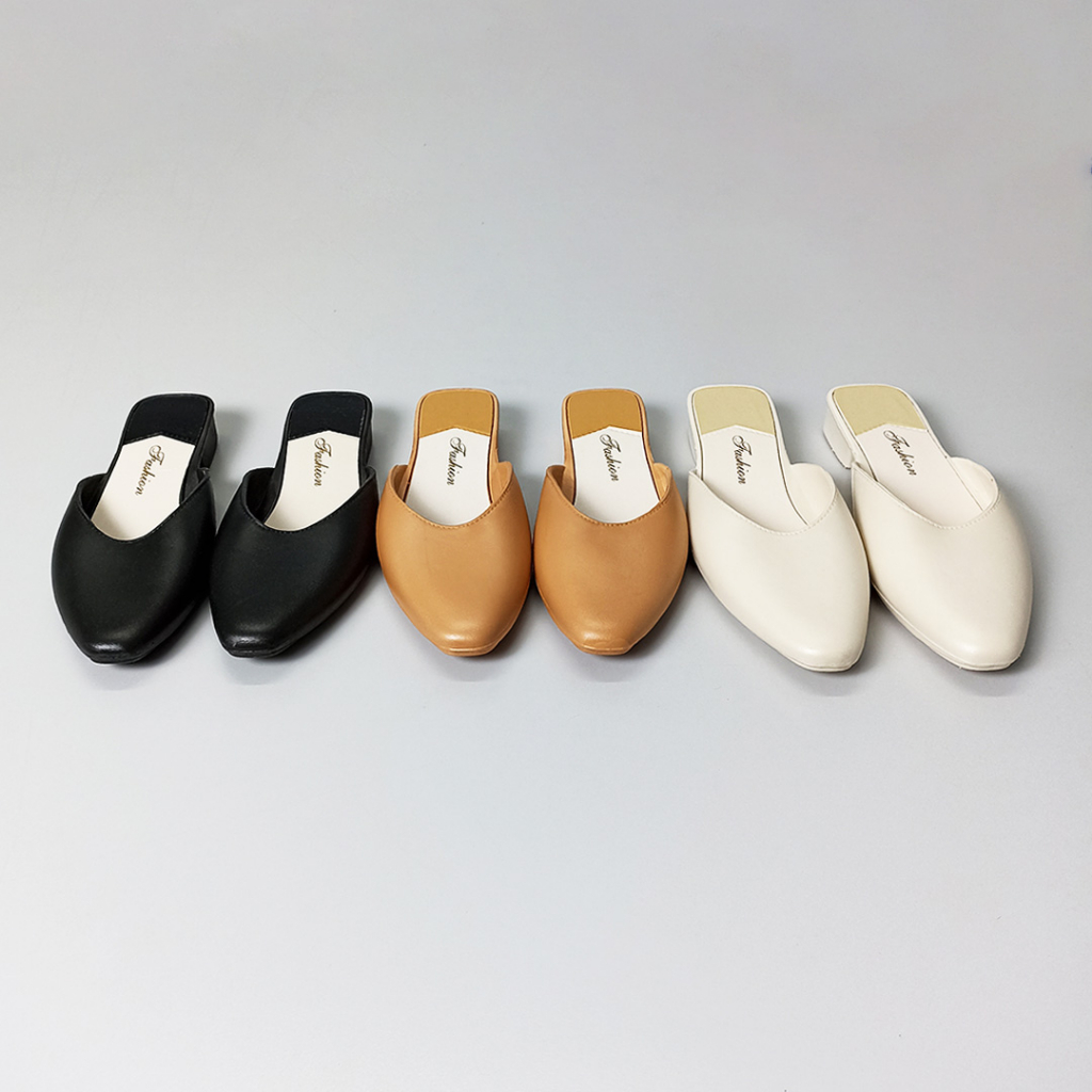 Sepatu Sandal Slop Flat Wanita Model Slip On Polos Korea Style Fashion Kasual Satu7an SPT-73