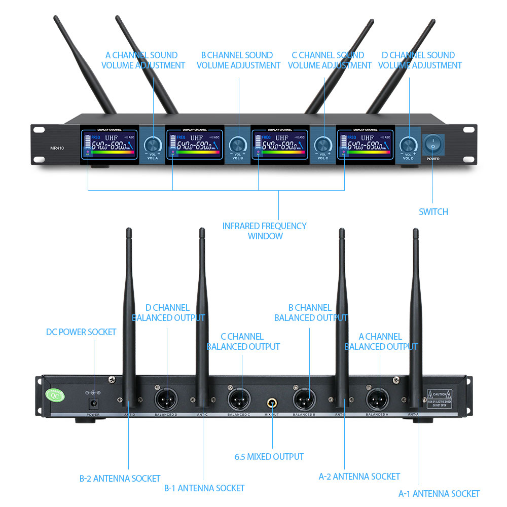 NEW BAXS Mikrofon genggam nirkabel MR410 asli satu derek dua UHF yangdapat disetel untuk nyanyian keluarga,karaoke, acara besar, siaran langsung.mikrofon berkualitas tinggi yang disukai