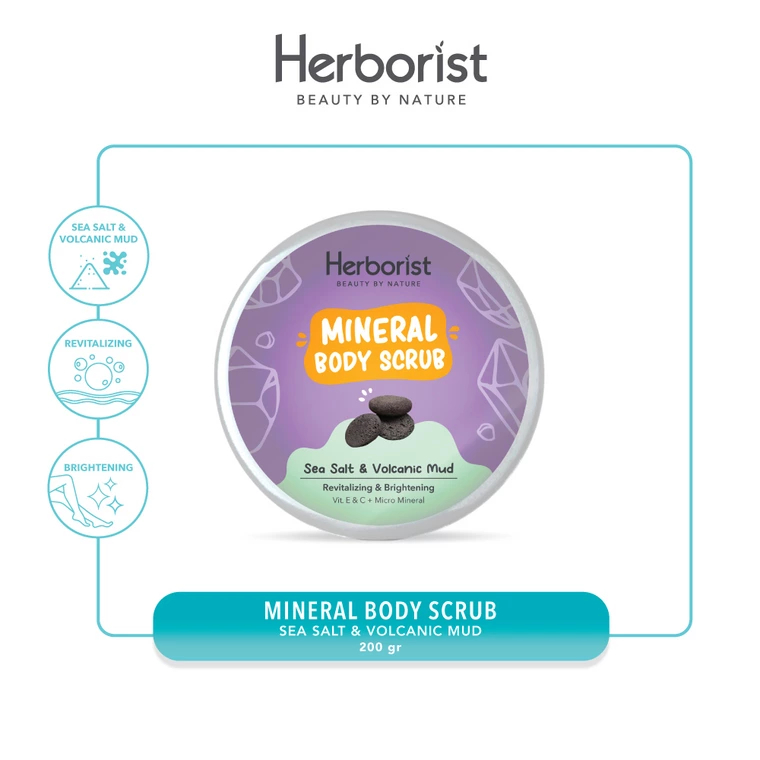 Herborist Mineral Body Scrub Kaolin/Mud/Gold (200gr) / Scrub Badan / Scrub Pemutih Badan bpom