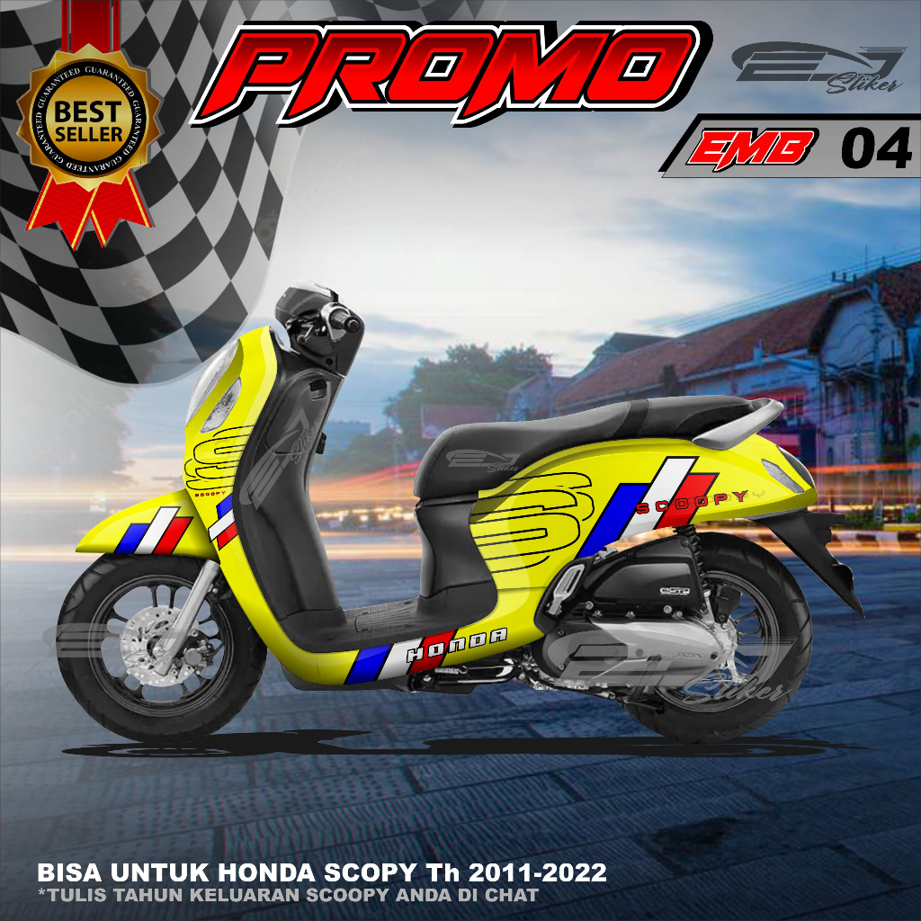 STIKER DECAL MOTOR SCOOPY 2022 NEW CUSTOM-STIKER MOTOR VARIASI WARNA SCOOPY UPDATE DESAIN-EMB04