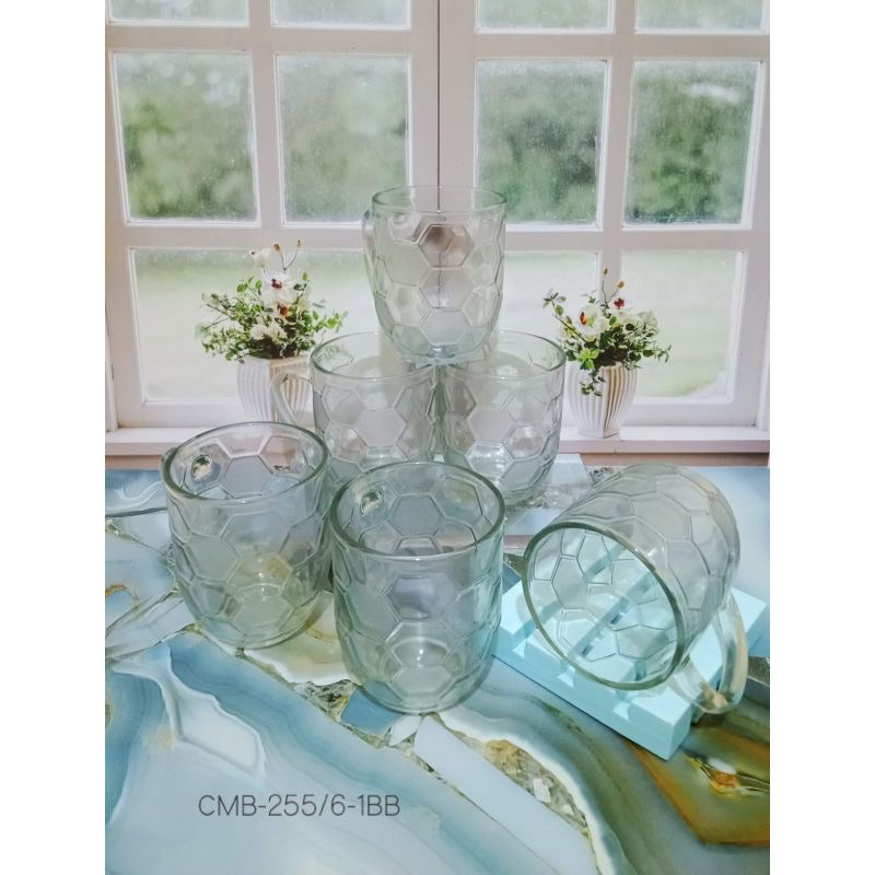 Gelas Minum Kaca Bola Kecil 1kotak/6 pcs / Gelas Gagang