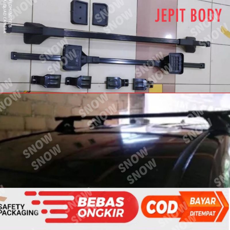 Kaki Rack Cross Bar Jepit Body / Roof Rail Mobil Universal Avanza Sigra Calya Innova Kijang Rush Terios Fortuner Ertiga Panther Brv Mobilio