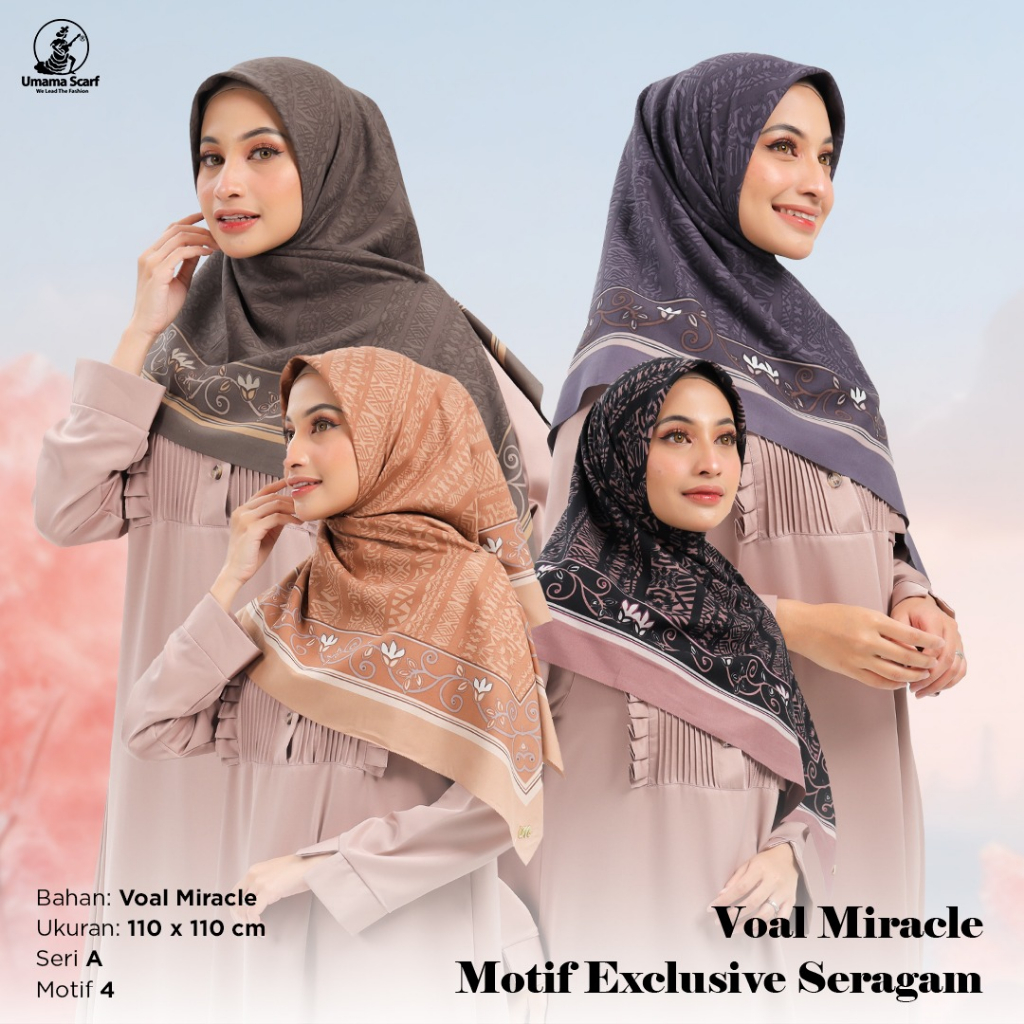 UMAMA MOTIF HIJAB SEGI EMPAT MOTIF BAHAN VOAL MIRACLE/HIJAB UMAMA SEGI EMPAT/UKURAN 113 X 113 MOTIF ELEGAN DAN TERBARU