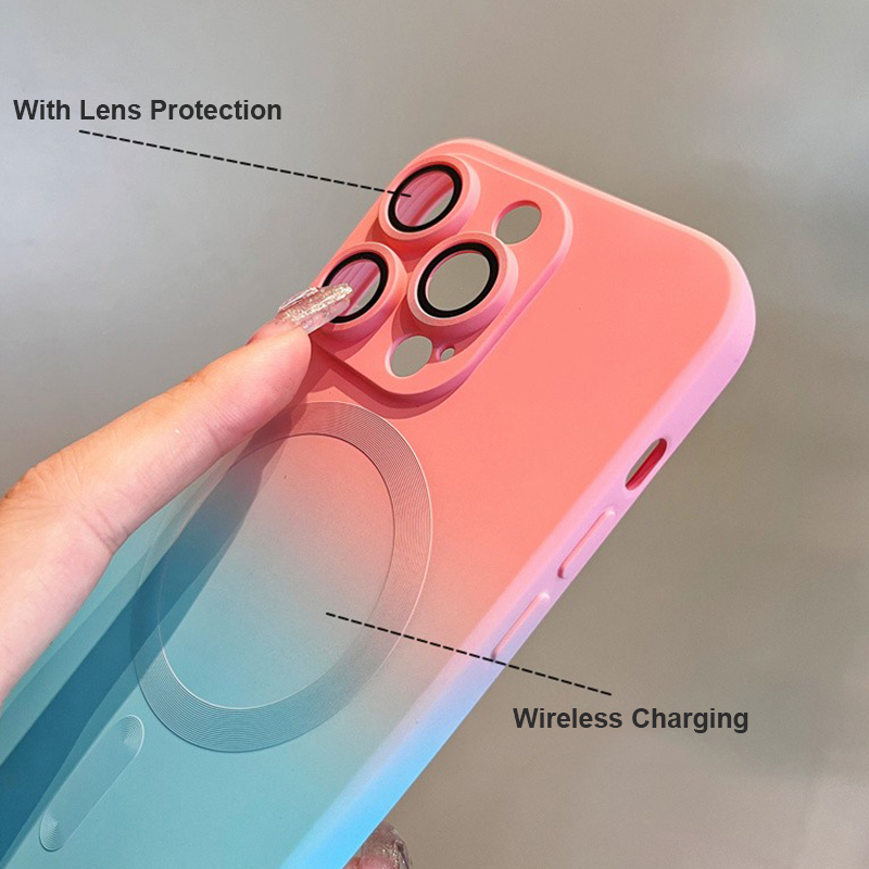 GRADIENT MAGSAFE Magnetic Wireless Iphone xr xs max 11 12 13 14 pro max 12 13 mini Case Cover Casing