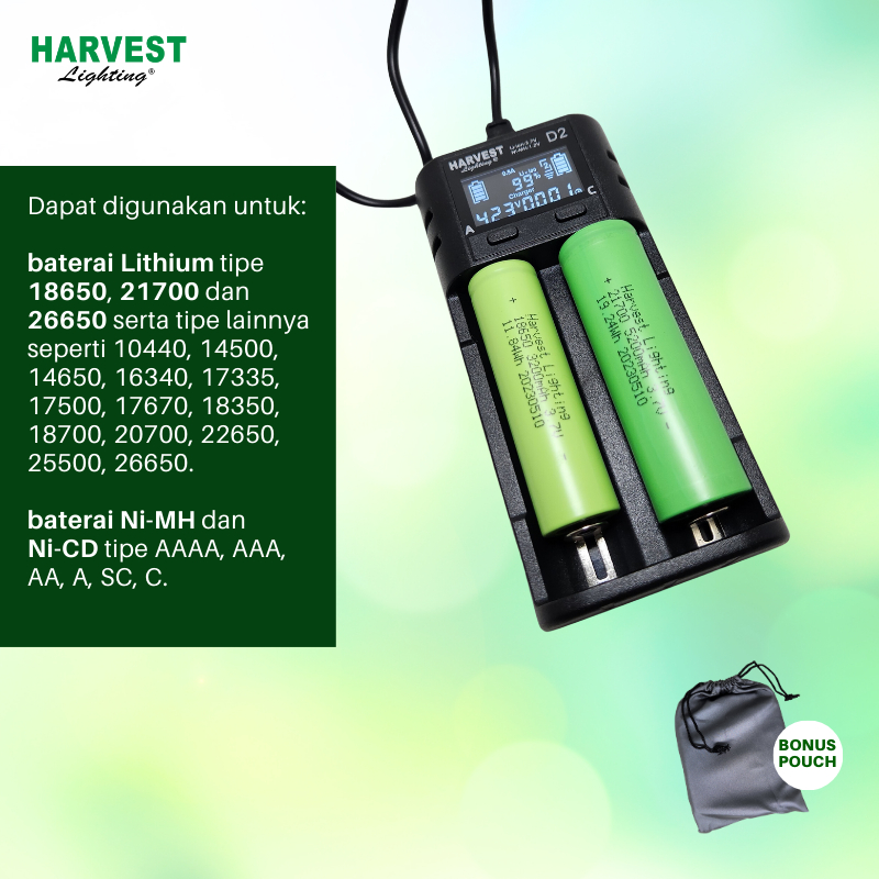 Smart Battery Charger Harvest Lighting Baterai Fast Charging LCD Display Lithium Ion 18650 21700 26650 NiMH NiCD AAA AA