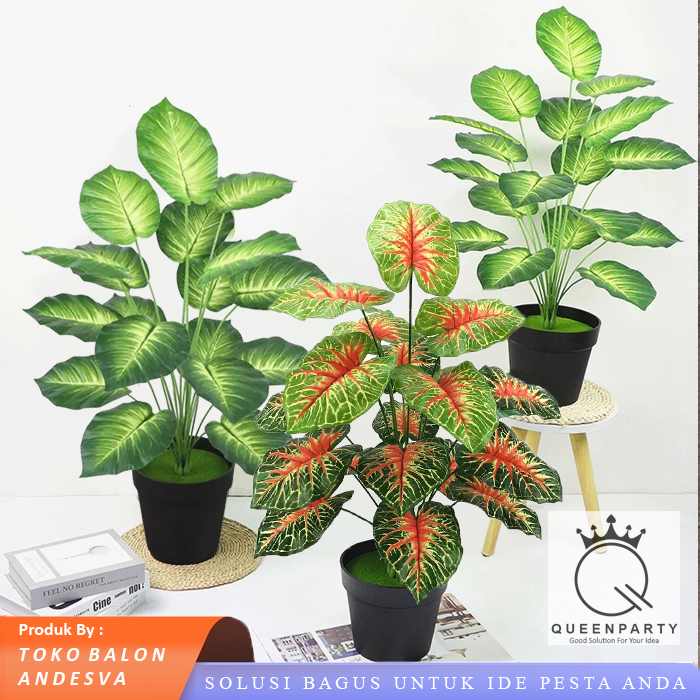 Daun Keladi Aglonema Hias / Daun Plastik Bunga Artificial Jumbo Keladi