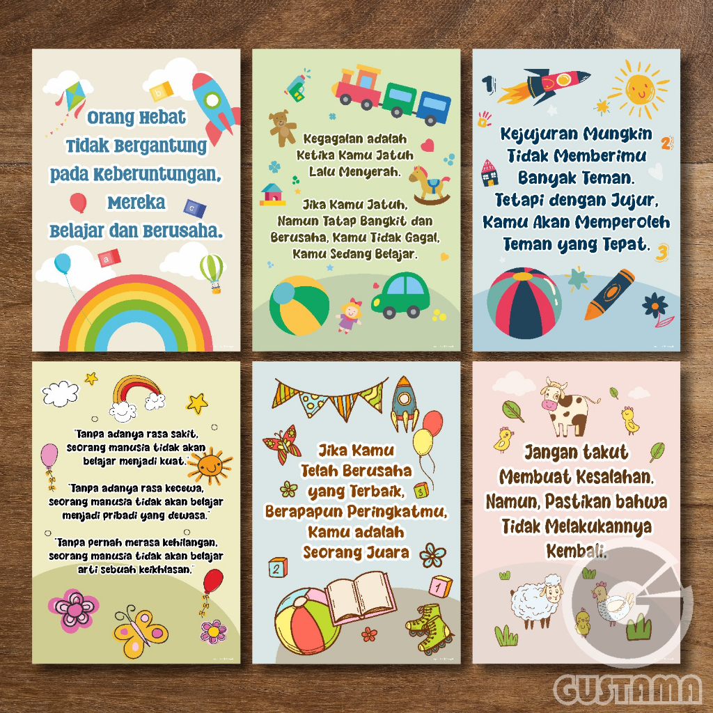 Poster Motivasi Anak, Quotes Kata Bijak Part 3 Laminasi A3