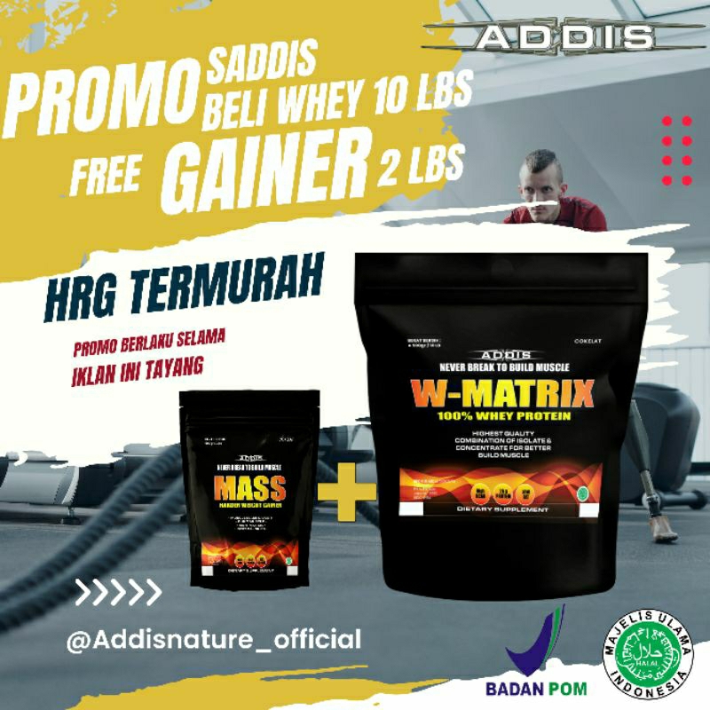 PROMO ADDIS WHEY PROTEIN 10 LBS FREE GAINER 2 LBS  SUSU DIET PENAMBAH MASSA OTOT NOT EVOWHEY EVOMASS