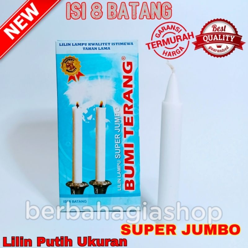 Lilin Putih Besar Jumbo 2 Ukuran Bisa Untuk Mati Lampu Natal Paskah Serbaguna / Lilin Warna Putih / White Candle / Lilin Putih Polos / Lilin / Lilin Besar Panjang