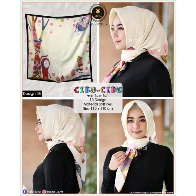 ~ SEGI 4 CIBU - CIBU ori by Yeffa Scarf ~ Hijab Segi Empat