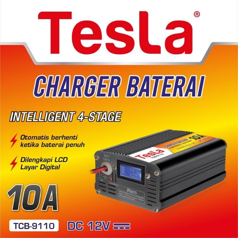 TCB-9110 Charger Cas Aki Accu Intelligent Otomatis 12V 10A TESLA Motor Mobil