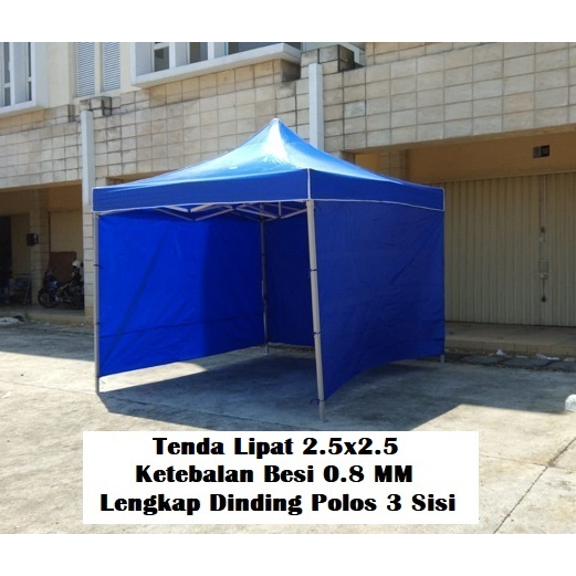 Tenda Lipat Ukuran 2.5x2.5 Besi Premium Lengkap Dinding Polos 3 Sisi