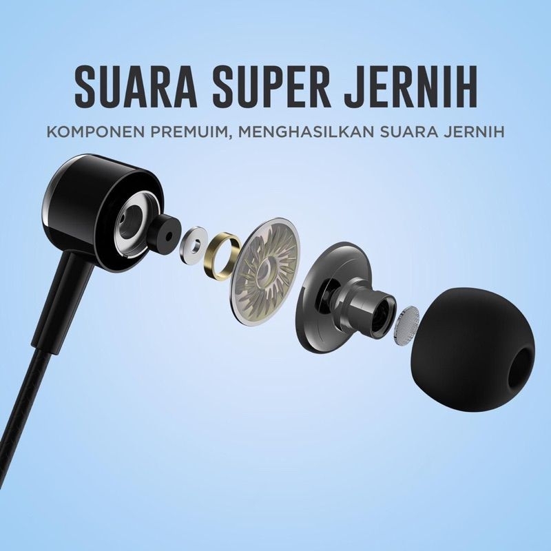 Veger Earphone In Ear Dengan Kabel Jack Tipe-c + Mic extrem bass surrounding sound