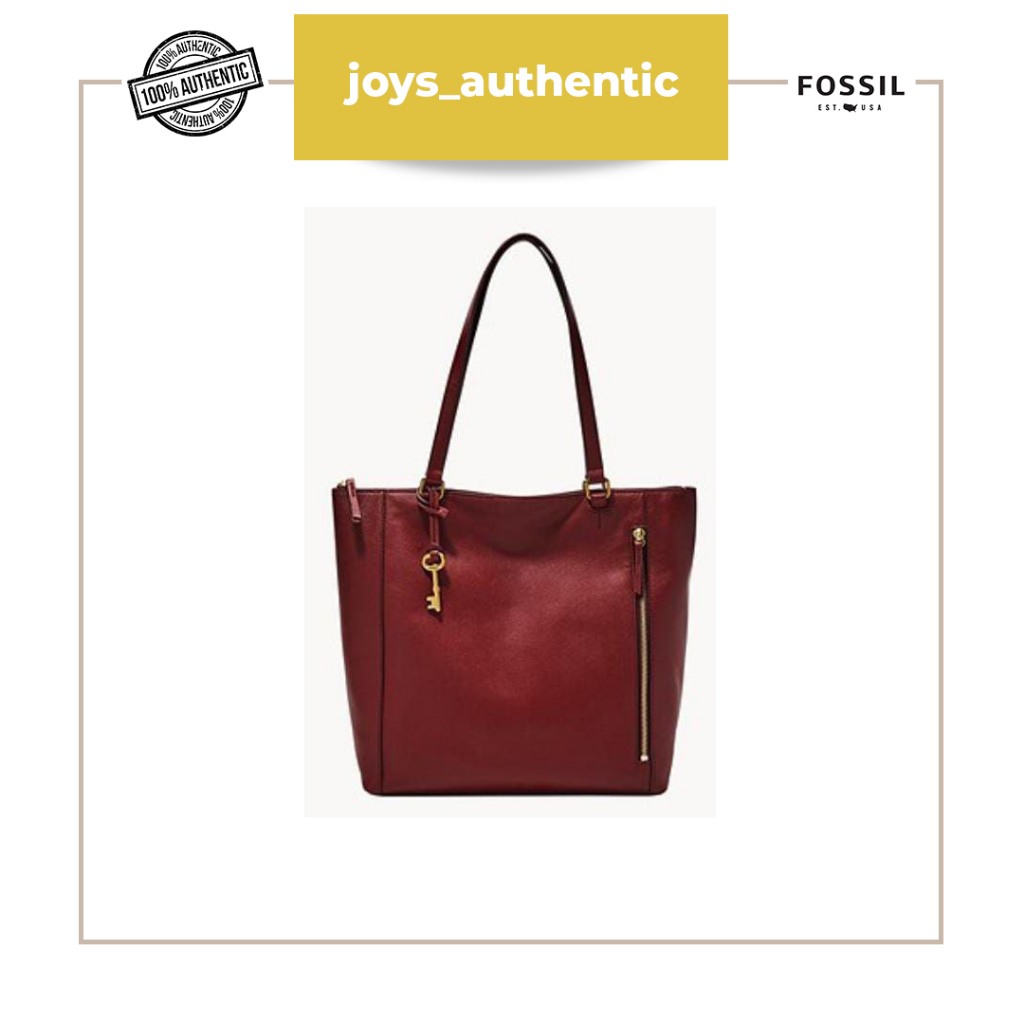 Tas wanita Fossil Tara Shopper Merah Red Velvet woman bag authentic original