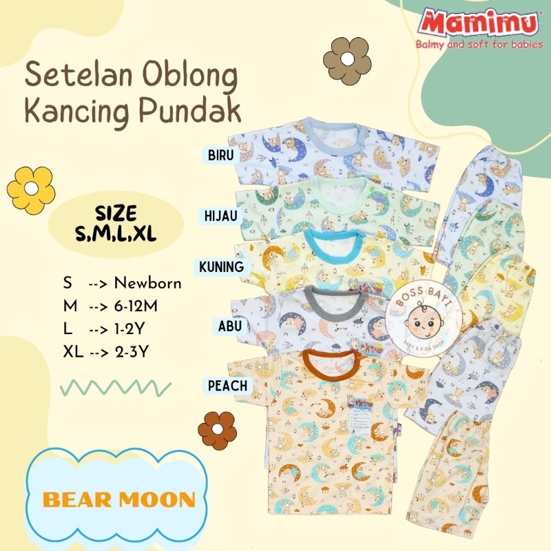 MAMIMU - Setelan Oblong Pendek Kancing Pundak Bayi Anak SNI