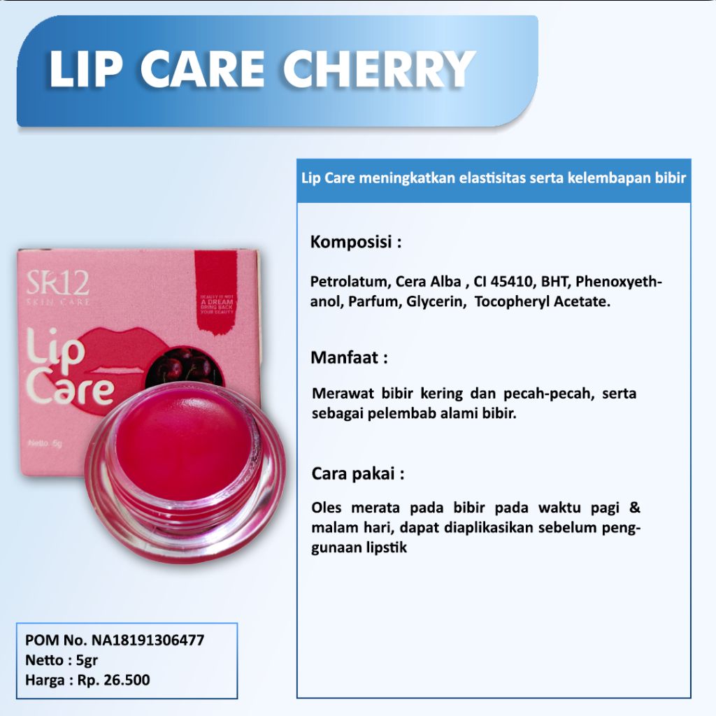 Sale Lip care Sr12 Lip blam Pelembab alami bibir Pencerah bibir Mengatasi bibir kering Pecah Hitam 5gr Bpom