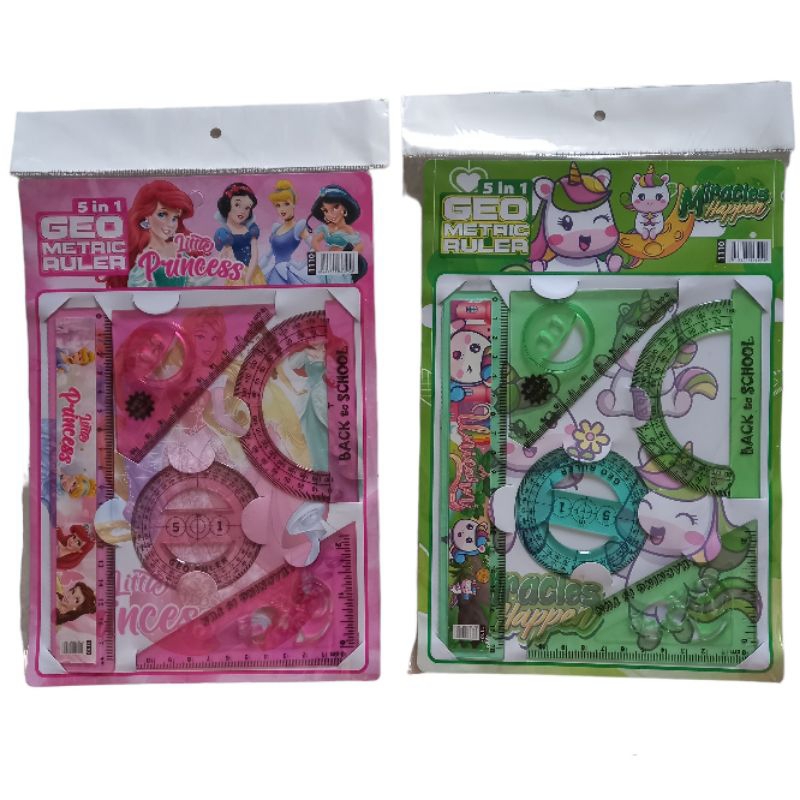 

Penggaris 5in1 Geometri karakter / Garisan geometri 5in1 karakter / Mistar 5in1 geometri karakter anak