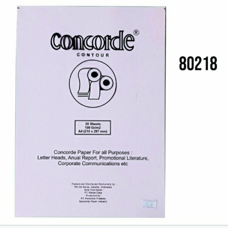 

Kertas Concorde Contour A4/100GR 80218 isi 20 Lembar(pink)