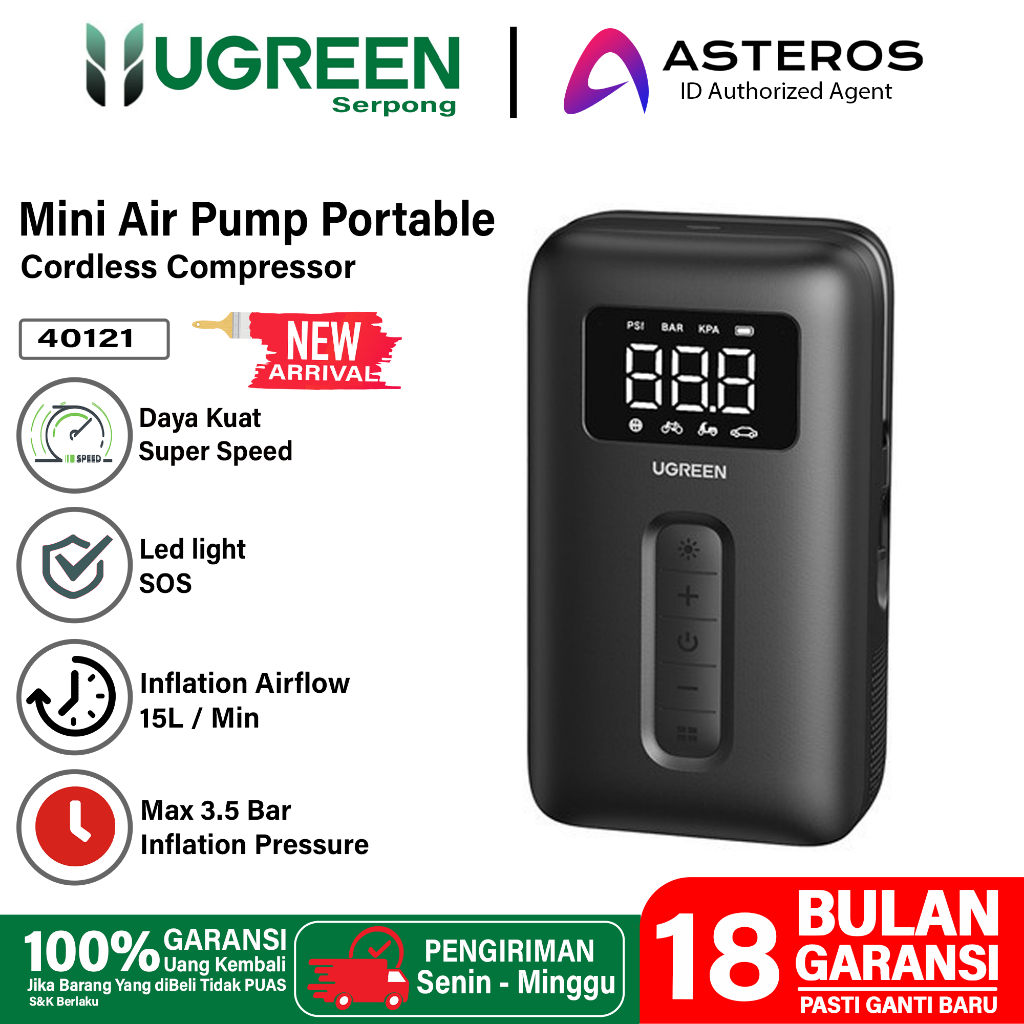 UGREEN Air Pump Inflator Electric Pompa Ban Mobil Sepeda Motor Pompa Angin Elektrik 40121