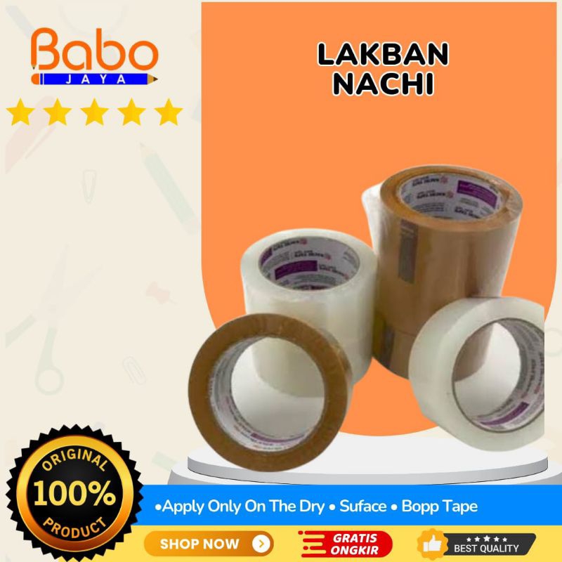 

BABO JAYA Lakban Nachi 48MM x 100 Yard . Terbuat Dari Bahan Berkualitas Dan Tidak Mudah Putus