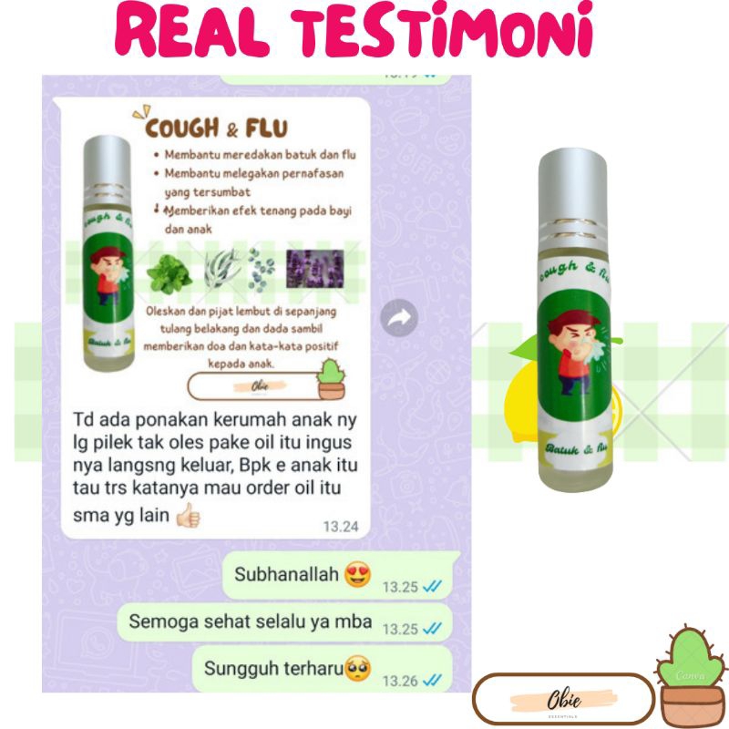 Roll on batuk pilek cough flu bayi anak Obie Essential YL peppermint rc lega pernafasan sesak nafas 