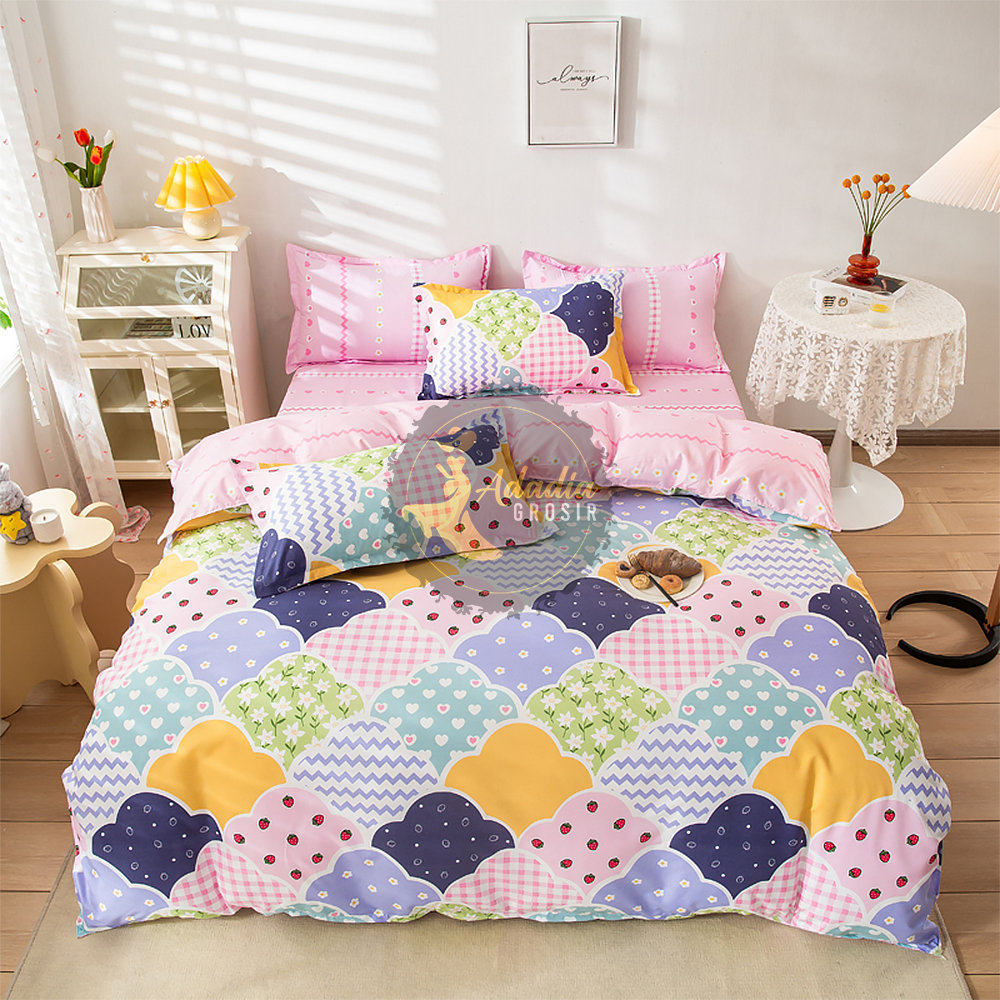 SPREI 200x200x20 TINGGI 20cm AESTHETIC HOMEMADE ANTI GESER SUDUT KARET - BAHAN KATUN DISPERSE