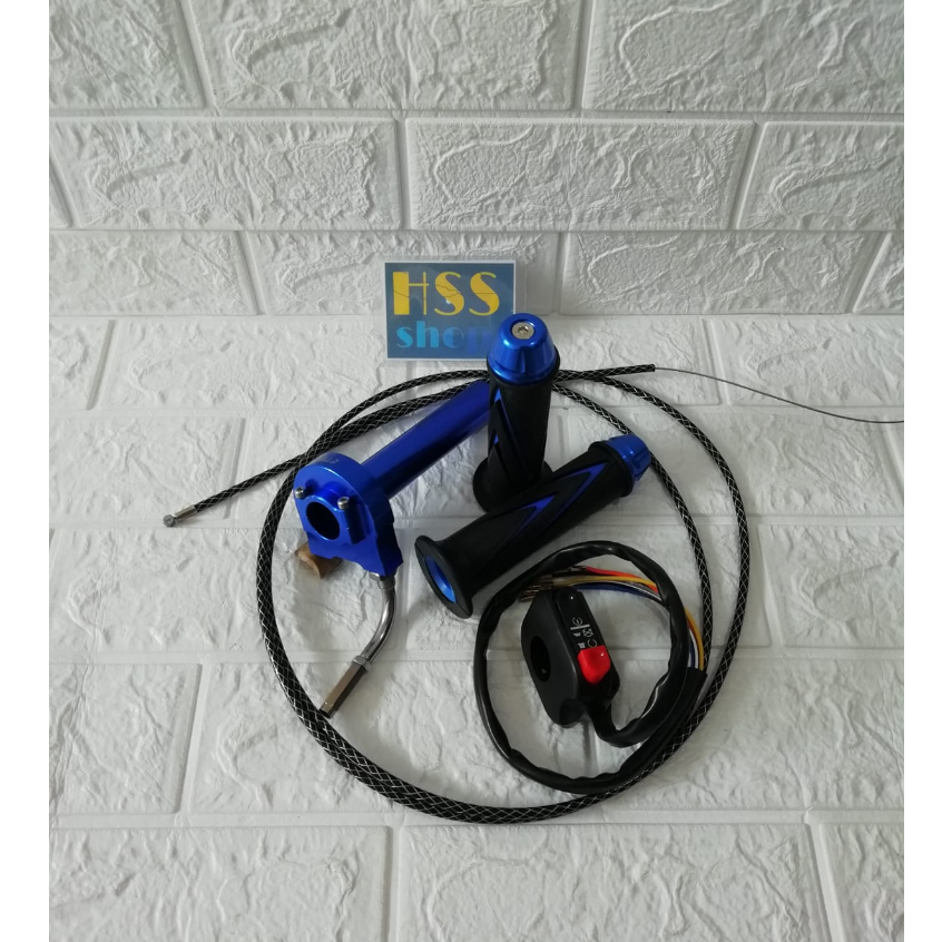 Gas Spontan 1 Kabel + Handgrip Jalu Cnc + Saklar Kanan = Scoopy Karbu, Fino Karbu, Rx King, F1ZR, GL