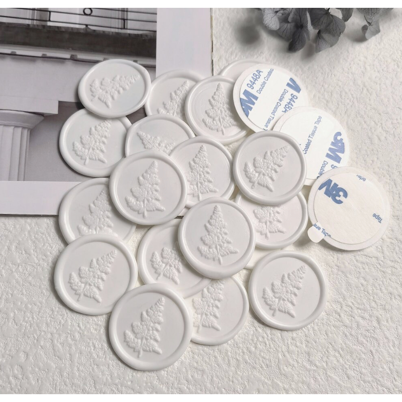 

(KSC) Spruce Tree (White) - 1 Pcs seal wax coin sticker siap pakai ready stock (Include double tape) / souvenir pernikahan / accesories / calligraphy / journaling / undangan / hampers