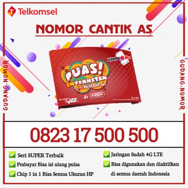 Nomor Cantik Telkomsel Kartu AS Cantik 500500