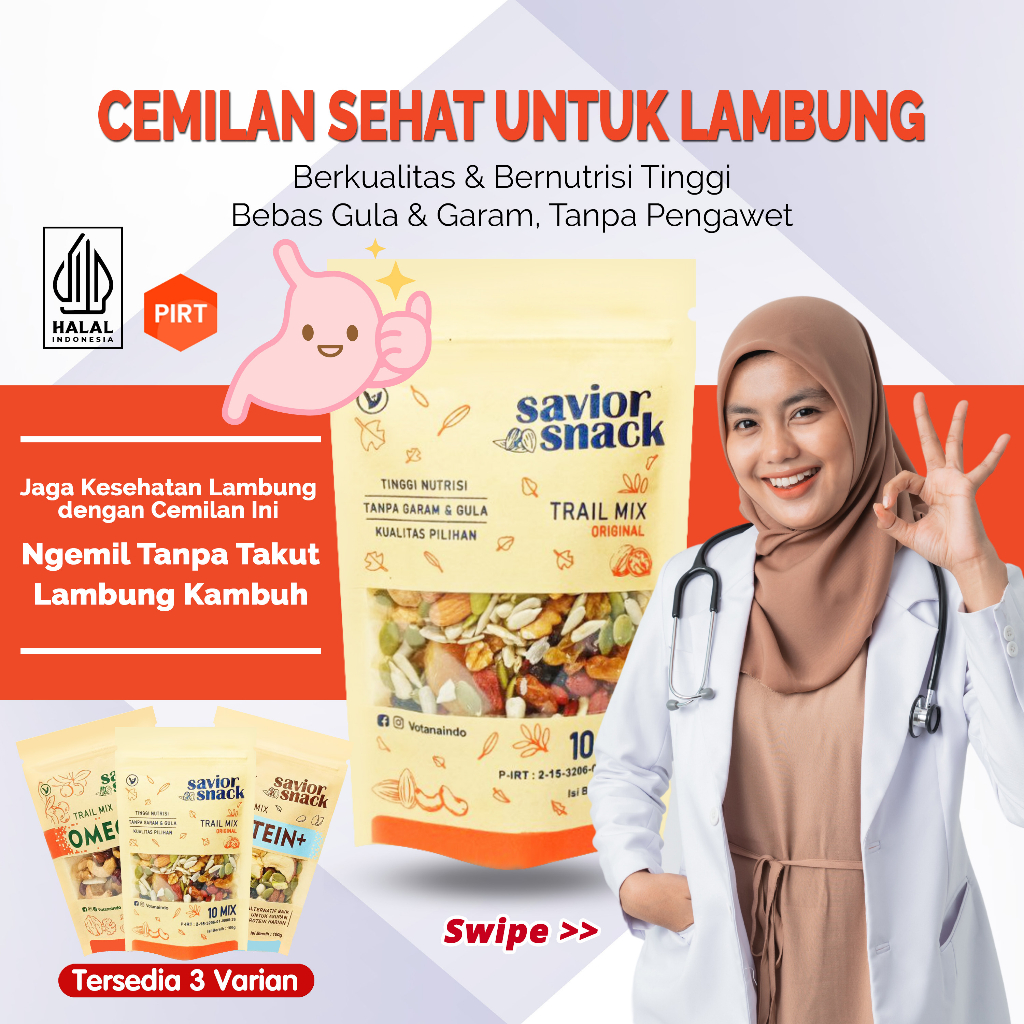 CEMILAN UNTUK PENDERITA MAAG ASAM LAMBUNG/GERD, MAKANAN RINGAN SEHAT OBAT LAMBUNG ALAMI - TRAIL MIX SAVIOR SNACK -