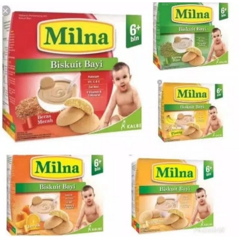 Milna Biskuit Bayi Sehat 6+ Camilan Snack Biscuit Cemilan Selingan MPASI untuk usia anak 6 bulan 130g &amp; 65g