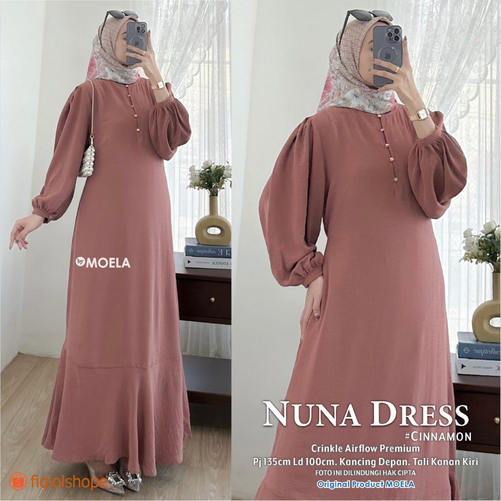 Moela Baju Gamis Crincle Airflow Nuna Dress LD 100