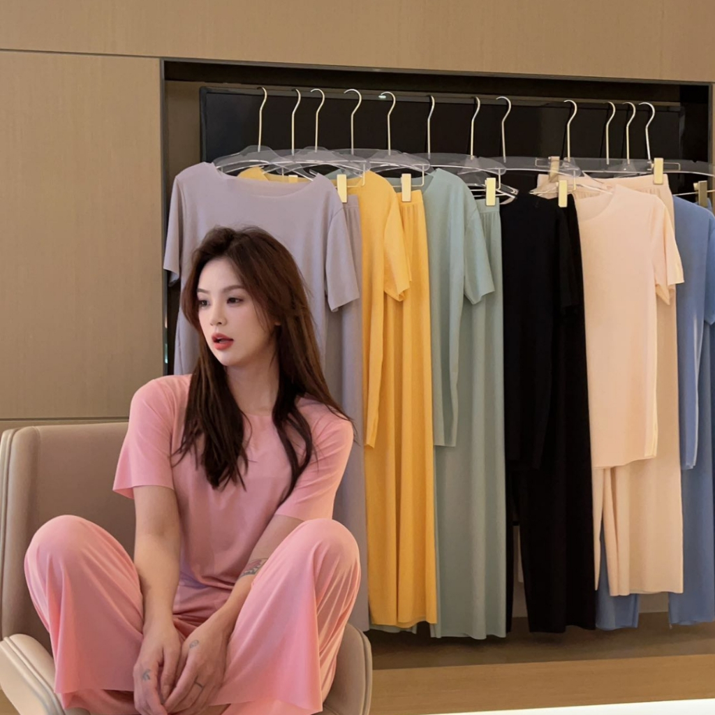 Baju tidur wanita piyama Sleep Wear Ice silk 1 Set 3 in 1