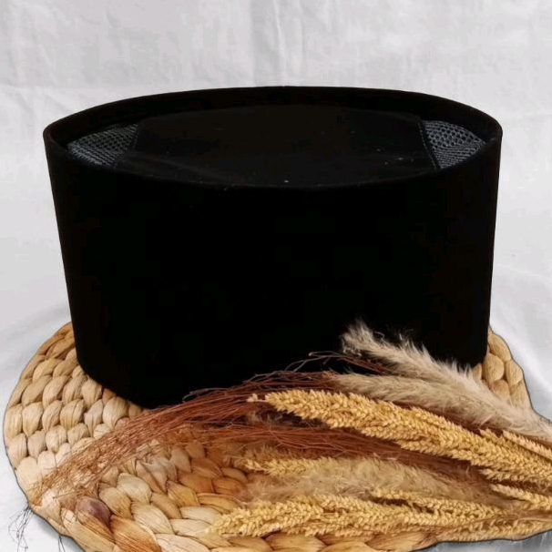 Songkok peci kopiah hitam peci hitam tinggi 14 cm / 15 cm