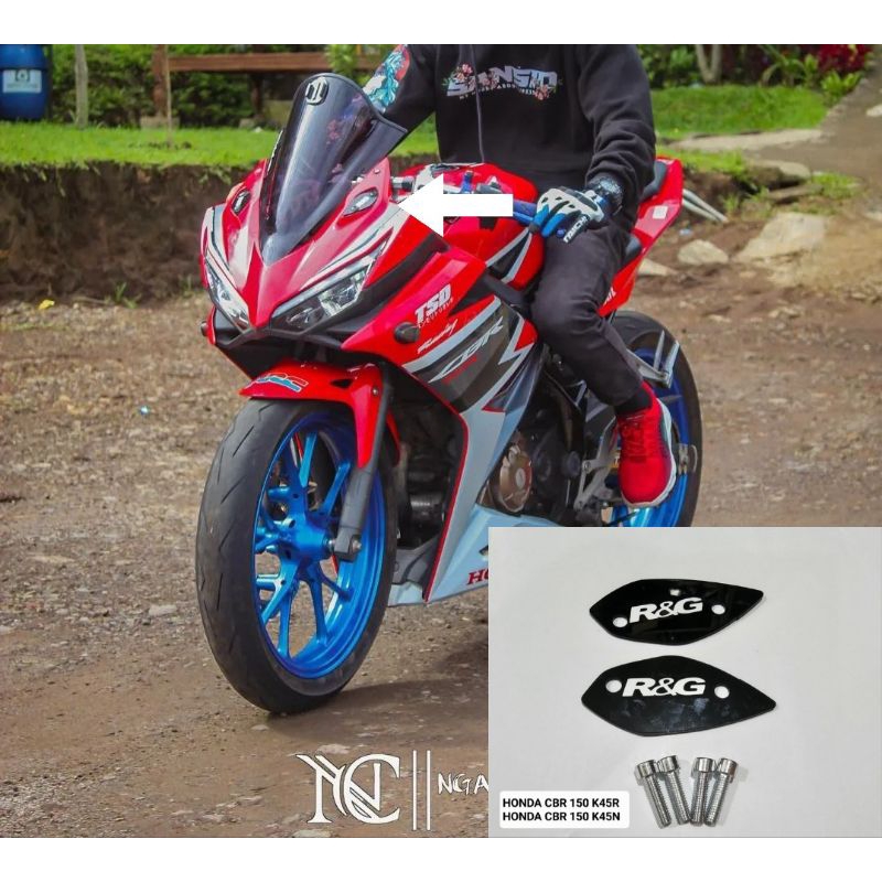 Mirror blank variasi tutup lubang spion honda CBR 150 R kode K45N K45R harga sepasang kiri kanan fre