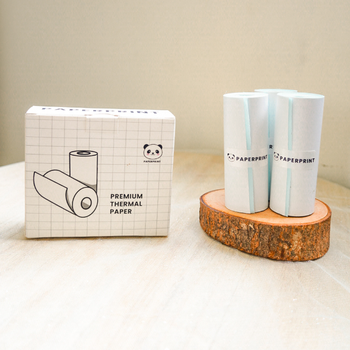 (3 Roll) PAPERPRINT White Sticker Thermal 77mm Peripage a9 mini printer stiker putih resi