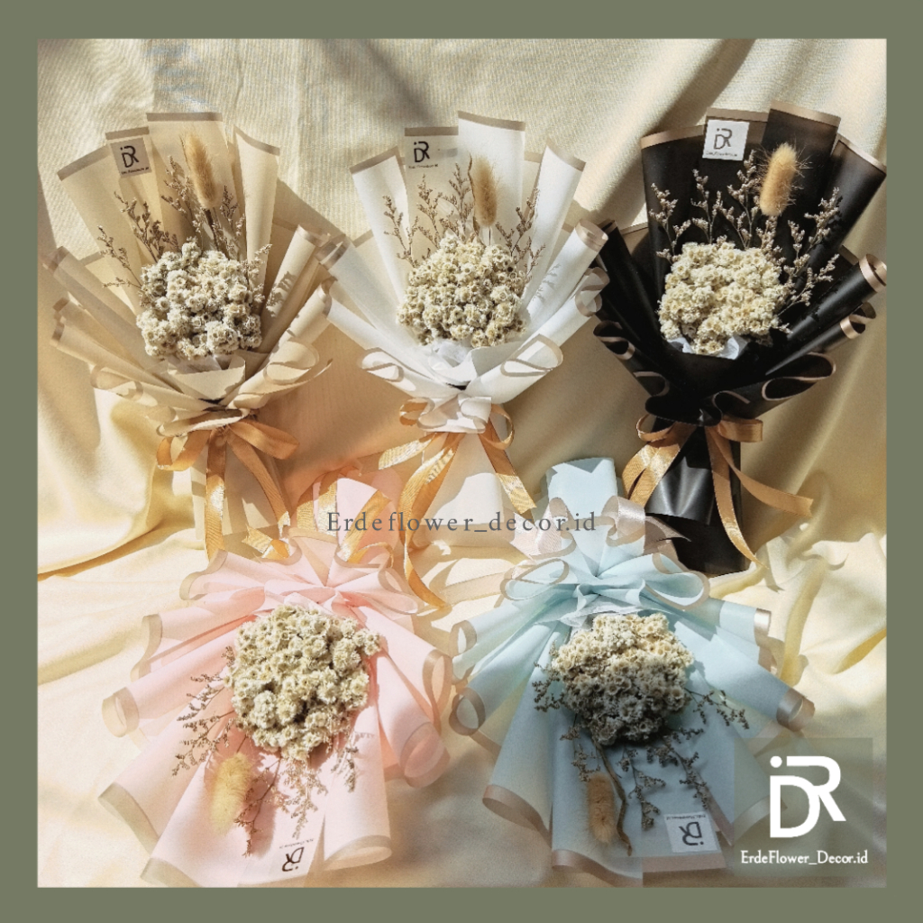 30 Cm Buket Bunga Edelweis / Buket Bunga Kering Aesthetic / Buket Wisuda / Buket Valentine Buket Wed