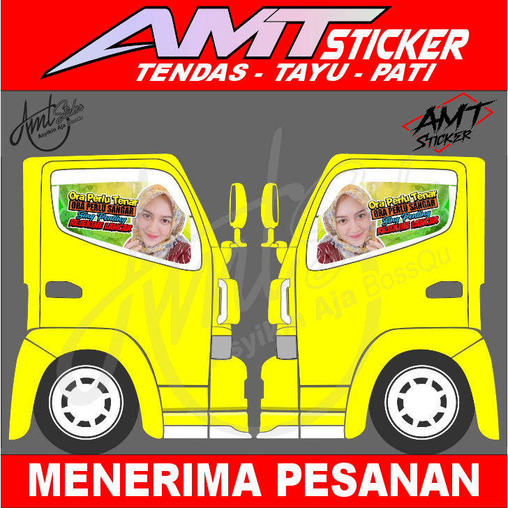 One Way Kaca Samping Truk Canter - Happy Asmara - Stiker One Way - Bisa Custom