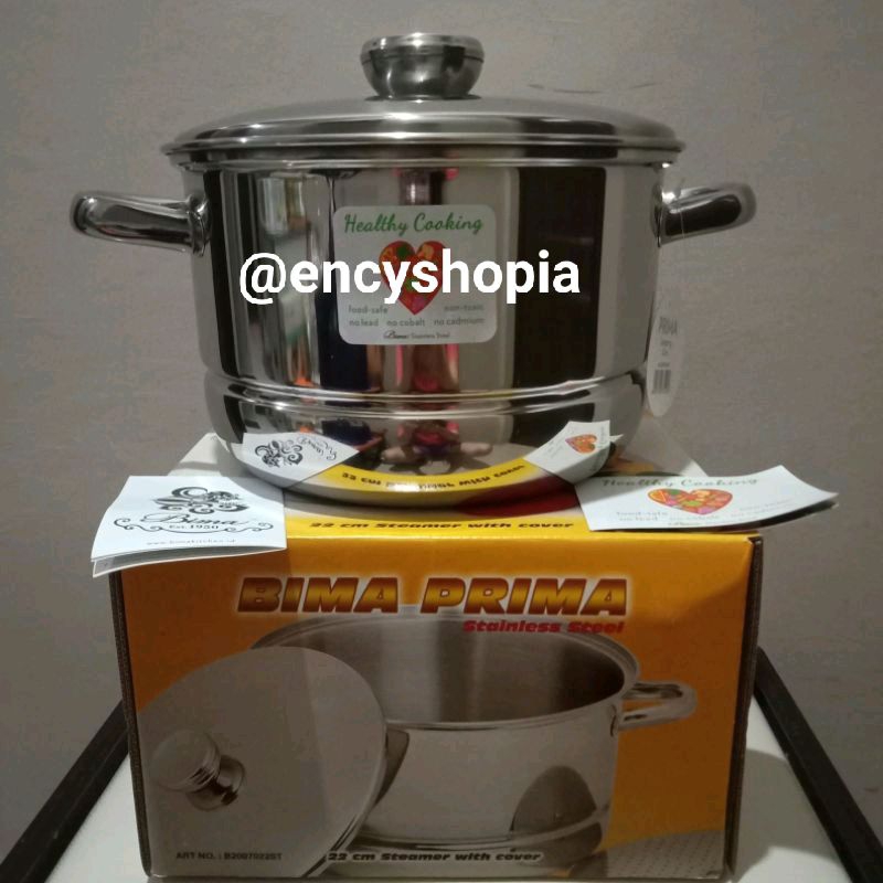 PANCI KUKUS / STEAMER LANGSENG BIMA 22 CM STAINLESS 430 INOX PREMIUM