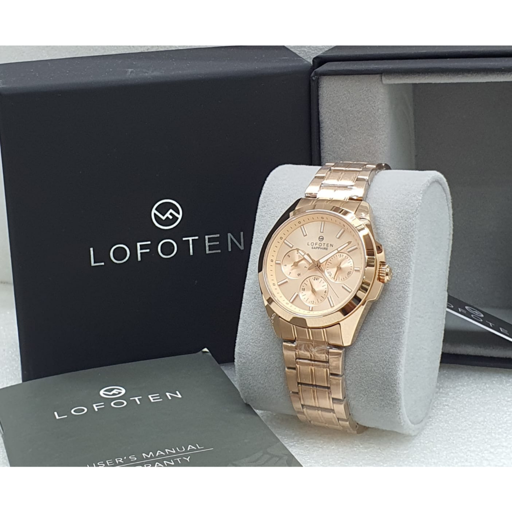 Jam Tangan Wanita Lofoten 2319 Fashion Formal Kasual Cewek Chrono Aktif Rantai Stainles Steel Sapphi